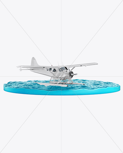 Seaplane On Water Mockup