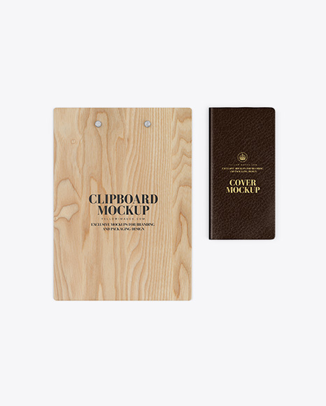 Wooden Clipboard With Leather Cover Mockup