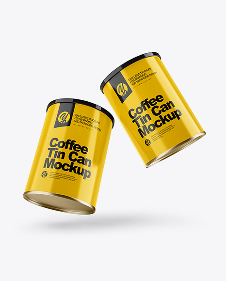 Two Glossy Coffee Tin Cans Mockup