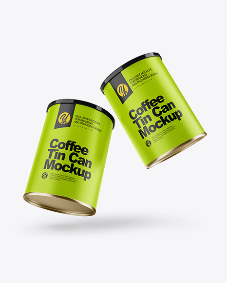 Two Matte Coffee Tin Cans Mockup