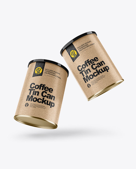 Two Coffee Tin Cans with Kraft Label Mockup