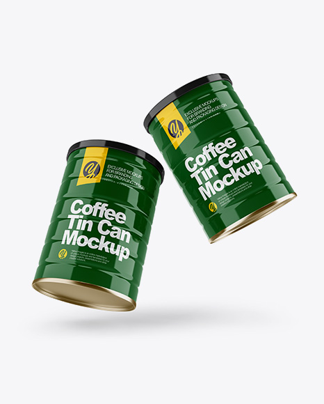 Two Glossy Coffee Tin Cans Mockup