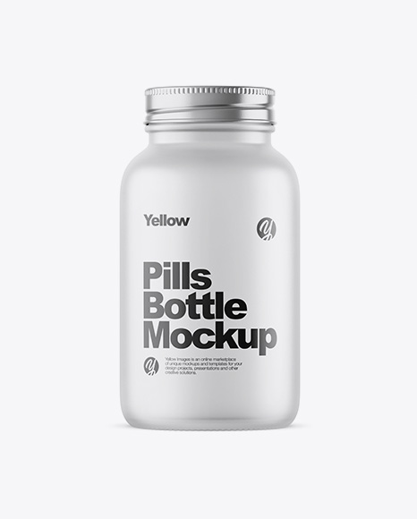 Empty Frosted Glass Pills Bottle Mockup