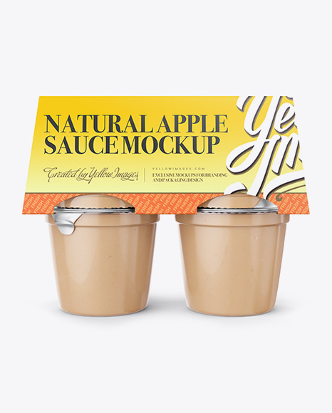 Natural Apple Sauce 4-6 Oz. Cups Mockup - Front View