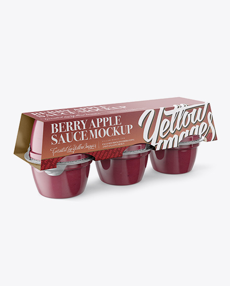 Berry Apple Sauce 6-4 Oz. Cups Mockup - Halfside View