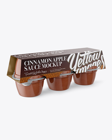 Cinnamon Apple Sauce 6-4 Oz. Cups Mockup - Halfside Vew