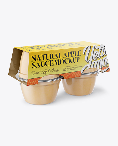 Natural Apple Sauce 4-4 Oz. Cups Mockup - Halfside View