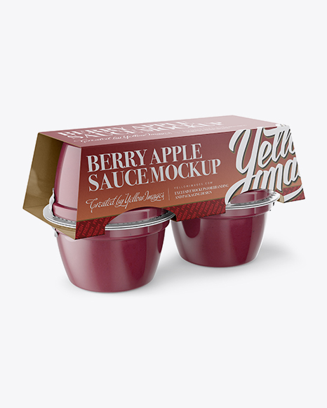 Berry Apple Sauce 4-4 Oz. Cups Mockup - Halfside View