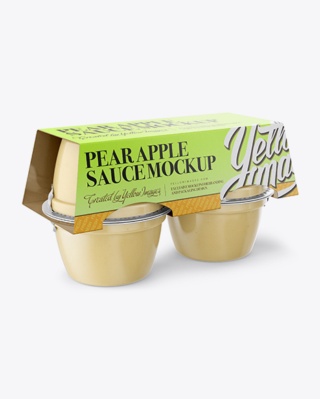 Pear Apple Sauce 4-4 Oz. Cups Mockup - Halfside View