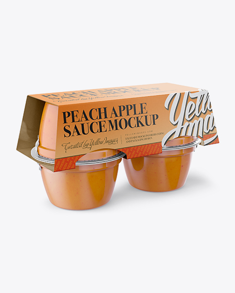 Peach Apple Sauce 4-4 Oz. Cups Mockup - Halfside View