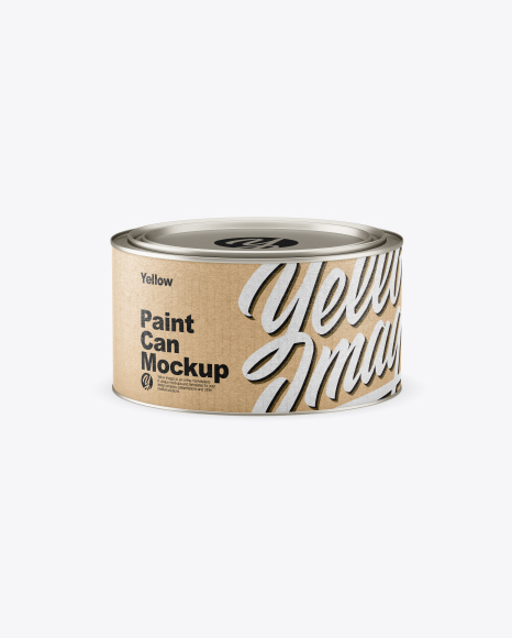 Metallic Paint Can w/ Kraft Label Mockup