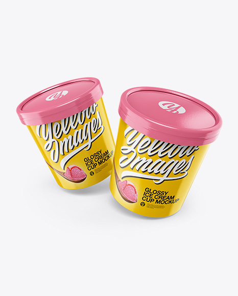 Two Glossy Ice Cream Cups Mockup