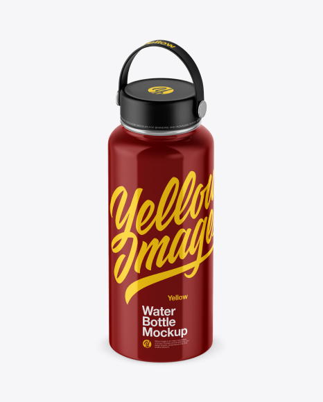 Glossy Wide-Mouth Water Bottle Mockup