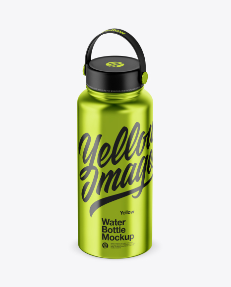 Metallic Wide-Mouth Water Bottle Mockup