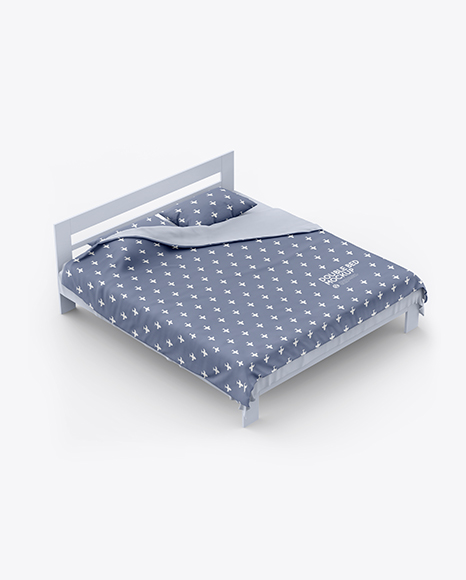 Double Bed with Cotton Linens Mockup