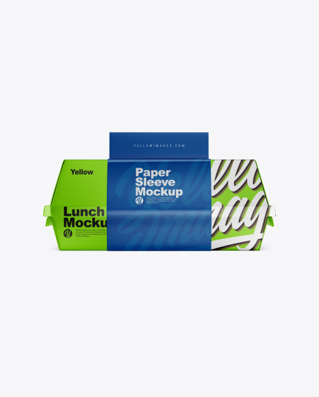 Glossy Lunch Box w/ Paper Sleeve Mockup