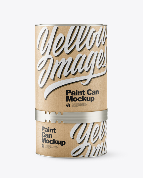 Metallic Paint Can w/ Kraft Label Mockup