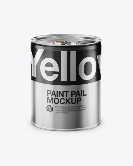 Metallic Paint Pail Mockup - Front View