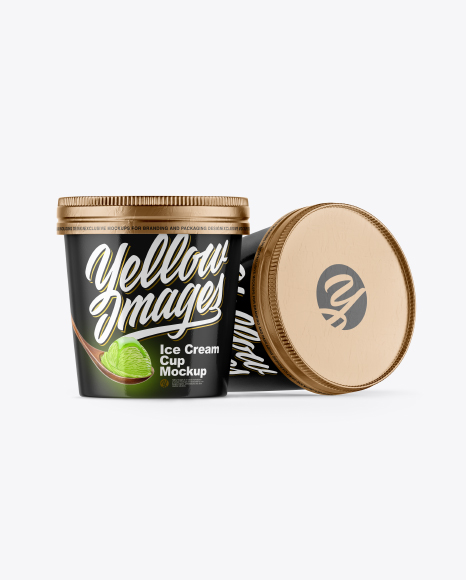 Two Glossy Ice Cream Cups Mockup