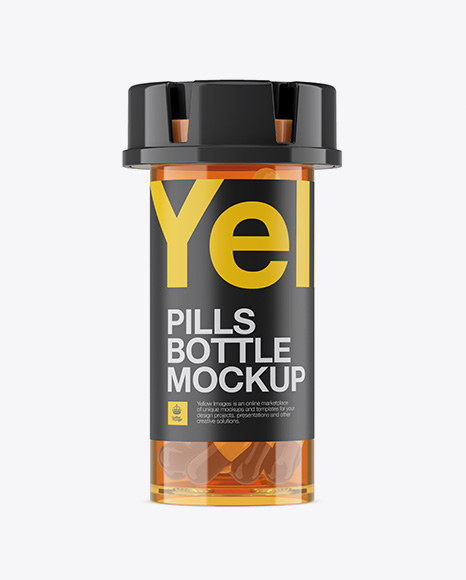 Plastic Orange Bottle With Capsules Mockup