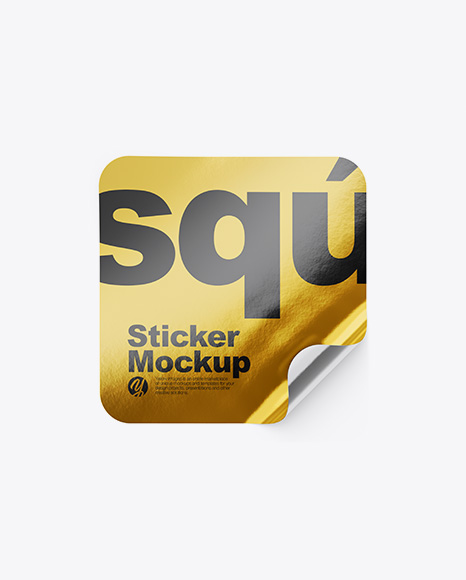 Metallic Square Sticker Mockup