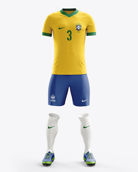 Football Kit with V-Neck T-Shirt Mockup / Front View
