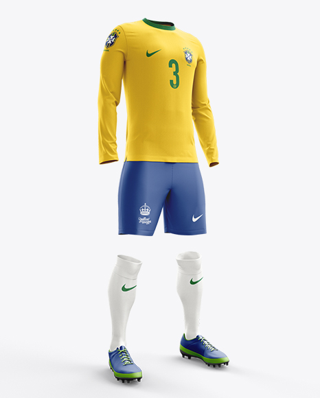 Soccer Kit with Long Sleeve Mockup / Half-Turned View
