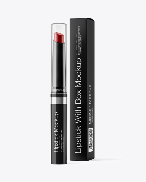 Glossy Lipstick with Box Mockup