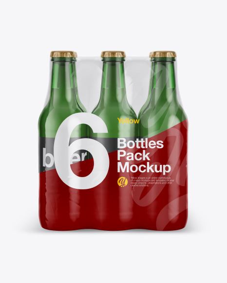 6 Bottles Pack in Film Mockup
