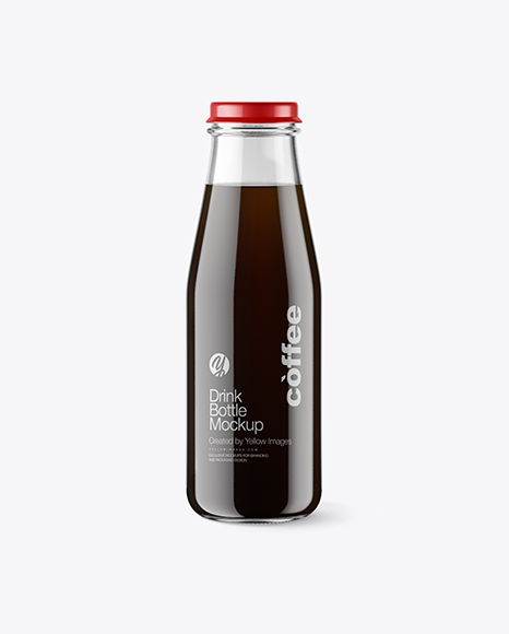 Clear Glass Bottle w/ Cold Brew Coffee Mockup