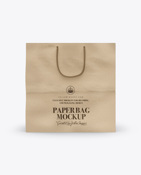 Square Kraft Paper Bag Mockup