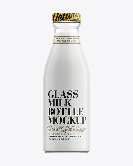 Glass Bottle W/ Milk Mockup
