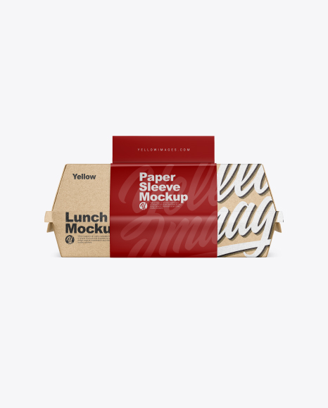 Kraft Lunch Box w/ Paper Sleeve Mockup