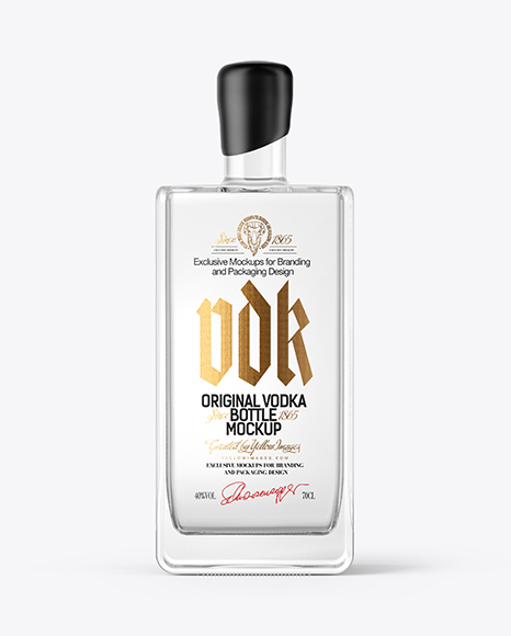 Square Vodka Bottle with Wax Mockup