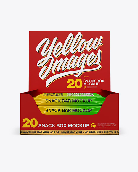 20 Snack Bars Matte Box Mockup