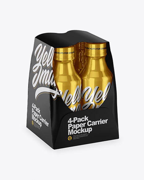 Metallic 4-Pack Paper Carrier Mockup