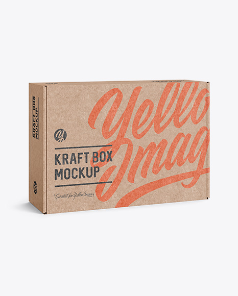 Kraft Paper Box Mockup - Half Side View