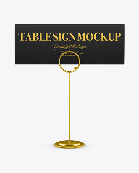 Table Sign W/ Metallic Holder Mockup