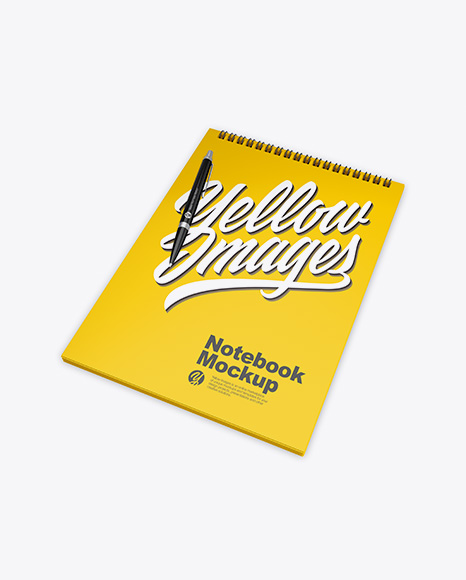 Glossy Notebook w/ Pen Mockup