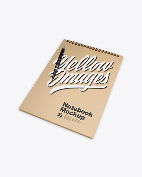 Kraft Notebook w/ Pen Mockup