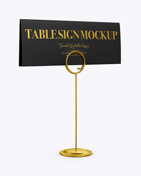 Table Sign W/ Metallic Holder Mockup