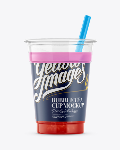 Cup WIth Strawberry Bubble Tea Mockup