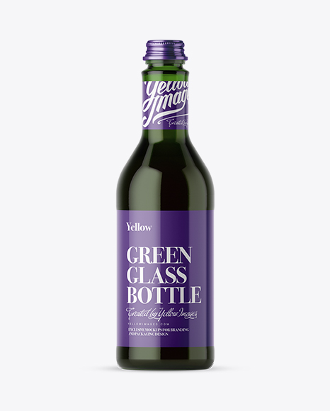 500ml Green Glass Bottle With Red Drink Mockup