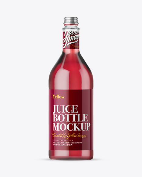 1L Clear Glass Bottle With Berry Syrup Mockup