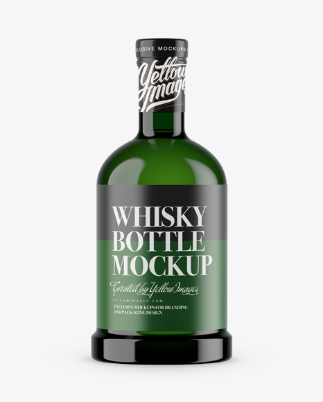 Green Glass Alcohol Bottle Mockup