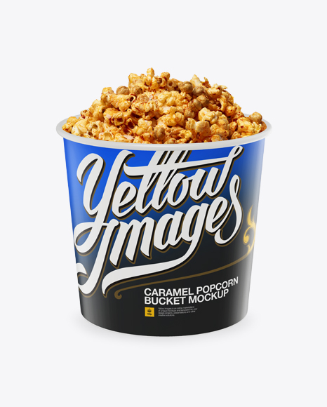Large Matte Caramel Popcorn Bucket Mockup - High-Angle Shot