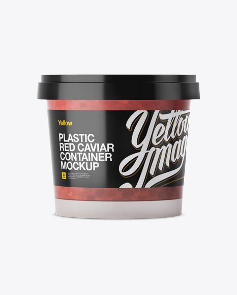 Frosted Plastic Container With Red Caviar Mockup - Eye-Level Shot