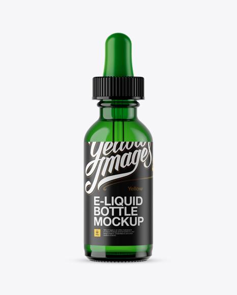 Green Glass E-Liquid Bottle Mockup