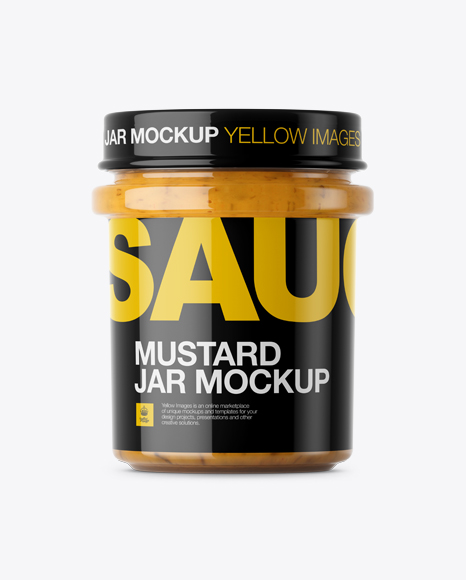 Mustard Glass Jar Mockup - Eye-Level Shot