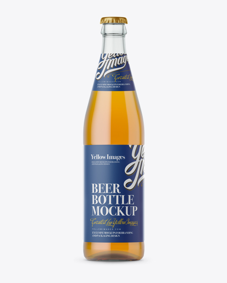 Clear Glass Bottle with Lager Beer Mockup